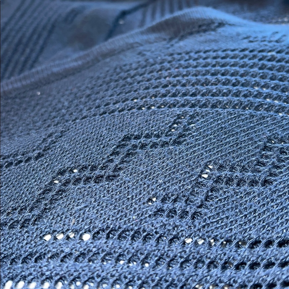 Nina Leonard Navy Open-Knit Cardigan - Picture 7 of 7